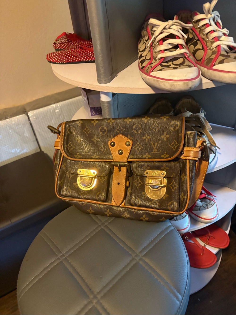 Louis Vuitton Monogram Canvas Messenger with Tan Trim and Gold Hardware